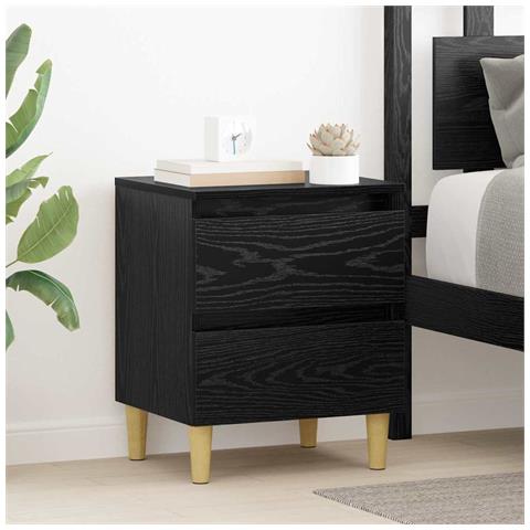 Armadietto per letto con cassetto Rovere Nero 40 x 35 x 50 cm - Foto 2