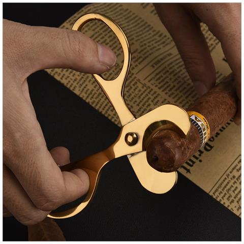 Tagliasigari Artistico In Acciaio Inox - Stile A Stretta Di Mano, Finitura Oro Lucido - Foto 2