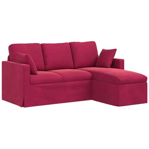 Divano Rosso Vino 198 x 134 x 80 cm Velluto - Foto 1