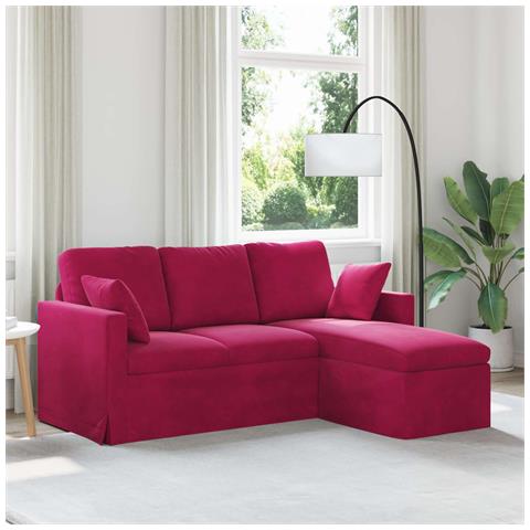 Divano Rosso Vino 198 x 134 x 80 cm Velluto - Foto 2