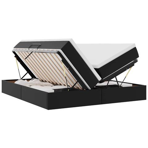 Letto con contenitore e materasso Nero 200 x 200 cm - Foto 1