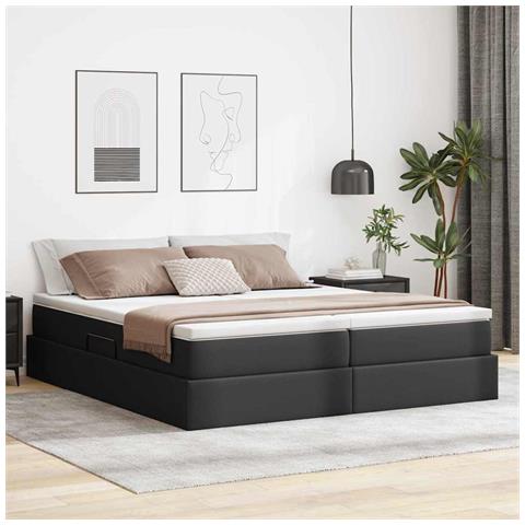 Letto con contenitore e materasso Nero 200 x 200 cm - Foto 2