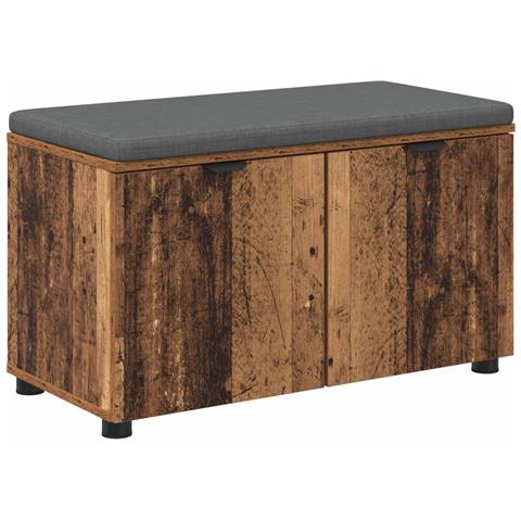 Panca per ingresso con cuscino Legno vecchio 80 x 38 x 46 cm - Foto 1