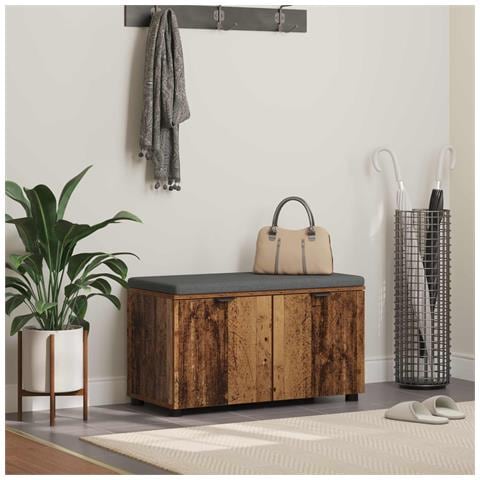 Panca per ingresso con cuscino Legno vecchio 80 x 38 x 46 cm - Foto 2