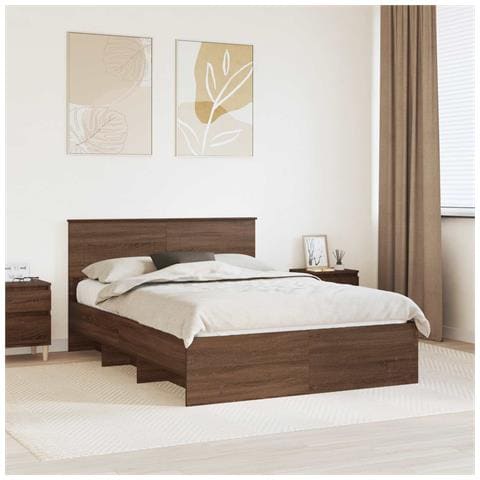 Struttura del letto con testiera Rovere Marrone 150 x 200 cm - Foto 2