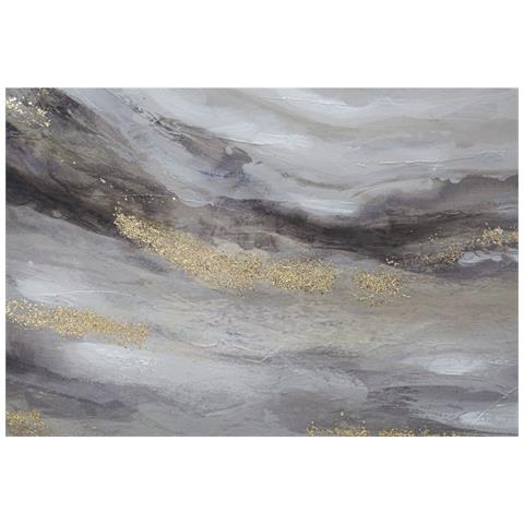 Trittico Su Tela Monty Paesaggio Astratto Grigio E Oro Set 3 Pezzi 150x80 Cm - Foto 2