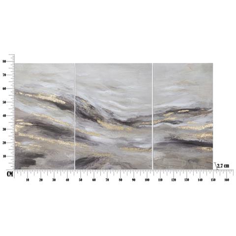 Trittico Su Tela Monty Paesaggio Astratto Grigio E Oro Set 3 Pezzi 150x80 Cm - Foto 6