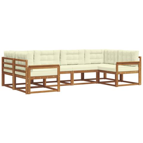 Set di divani da esterno con cuscino 6 pcs Naturale e Crema - Foto 1
