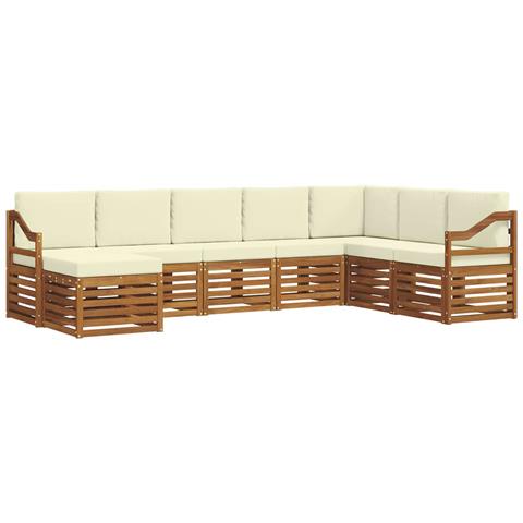 Set divani 8 pcs Naturale e Crema Legno di Acacia Massello - Foto 1