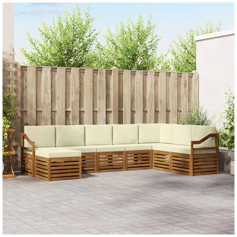 Set divani 8 pcs Naturale e Crema Legno di Acacia Massello - Foto 2