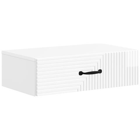 Tavolino da Parete Laterale Bianco Lucido 59 x 34,5 x 17 cm - Foto 1