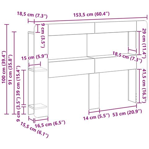 Testata del letto Legno antico Legno ingegnerizzato - Foto 7