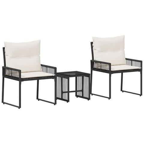 Set di Mobili da Esterno 7 pcs Nero e Bianco Crema polyrattan - Foto 1