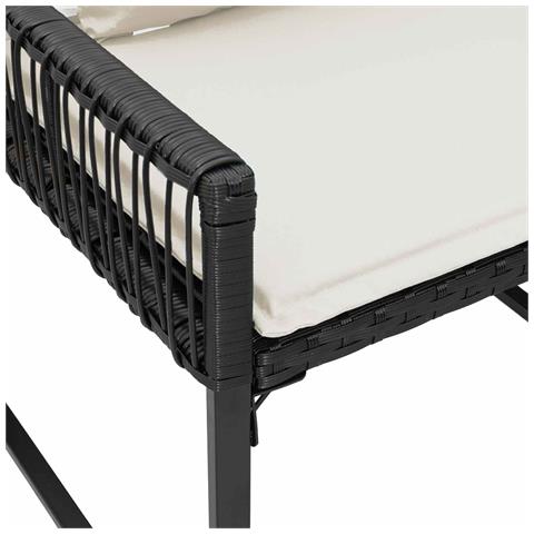 Set di Mobili da Esterno 7 pcs Nero e Bianco Crema polyrattan - Foto 9