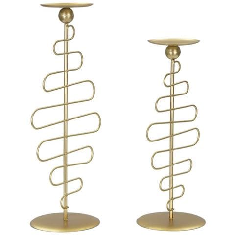 Set 2 Portacandele Alid In Ferro Dorato Cm 25x16x51 E 20x16x43 - Foto 2