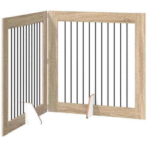 Cancello per cani pieghevole con supporti 2 pcs Rovere Sonoma - Foto 1