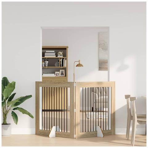 Cancello per cani pieghevole con supporti 2 pcs Rovere Sonoma - Foto 2