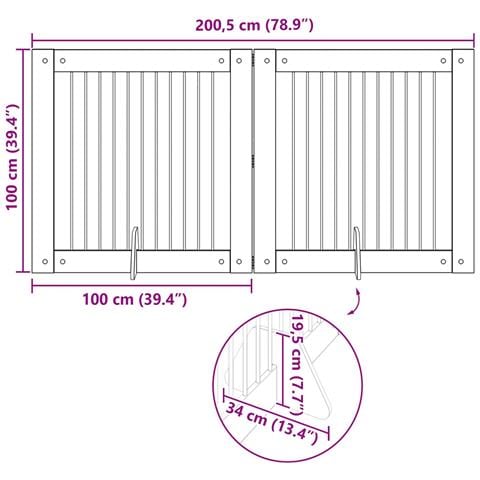 Cancello per cani pieghevole con supporti 2 pcs Rovere Sonoma - Foto 9