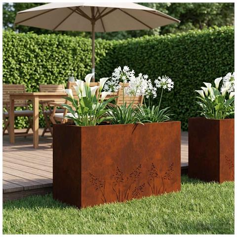 Vaso da giardino Ruggine 80 x 30 x 49 cm Acciaio Corten - Foto 2