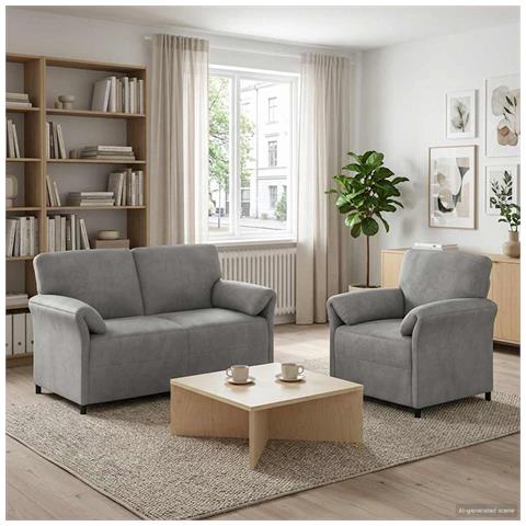 Set di divani 2 pz Grigio Chiaro Velluto - Foto 2