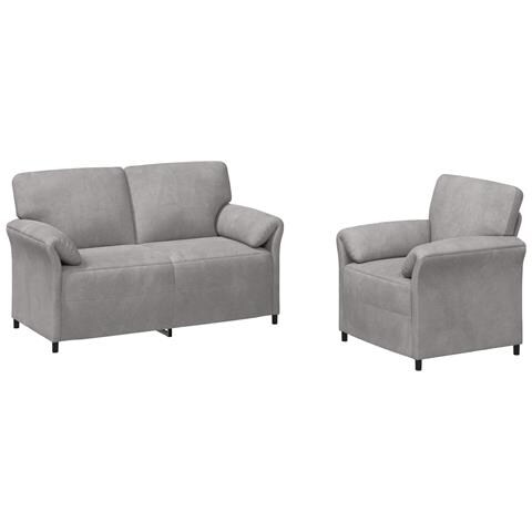 Set di divani 2 pz Grigio Chiaro Velluto - Foto 1