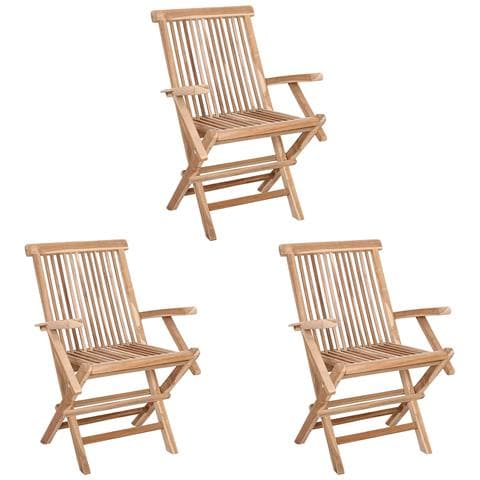 Sedia da giardino pieghevole 3 pz Naturale Legno di teak solido - Foto 1