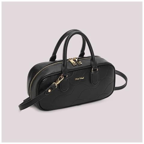 BORSA BAGUETTE CON MOTIVO AD ONDA MIMI' MUA' nera - Foto 1