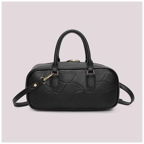 BORSA BAGUETTE CON MOTIVO AD ONDA MIMI' MUA' nera - Foto 3