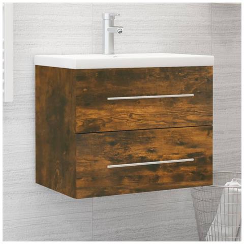 Mobile Bagno Con Lavabo Integrato Rovere Fumo Legno Multistrato - Foto 6