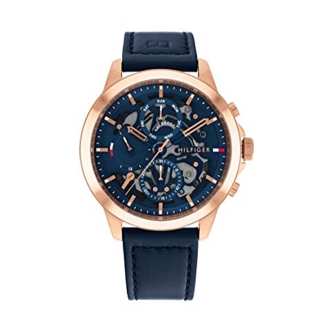 Orologio Analogico Multifunzione Al Quarzo Da Uomo Con Cinturino In Pelle Blu Navy - 1710475 - Foto 1