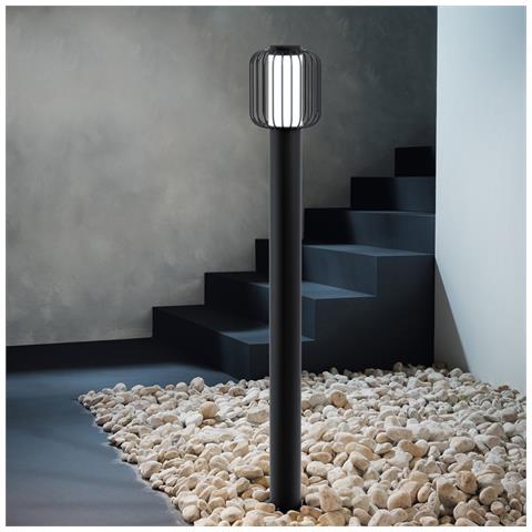 Lampada Industrial Da Esterno Ravello 1 Luce Acciaio Zincato Nero H110cm - Foto 1
