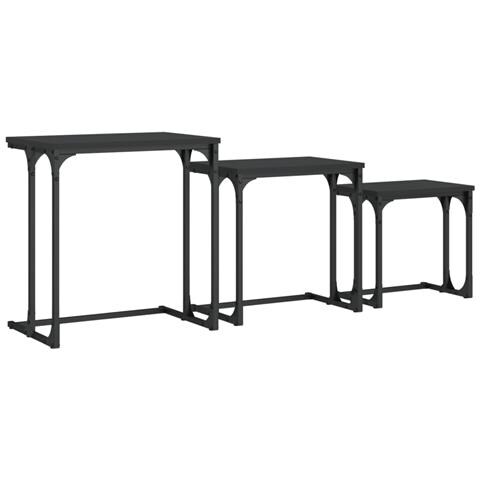 Tavolini Impilabili 3 Pz Neri In Legno Multistrato - Foto 2