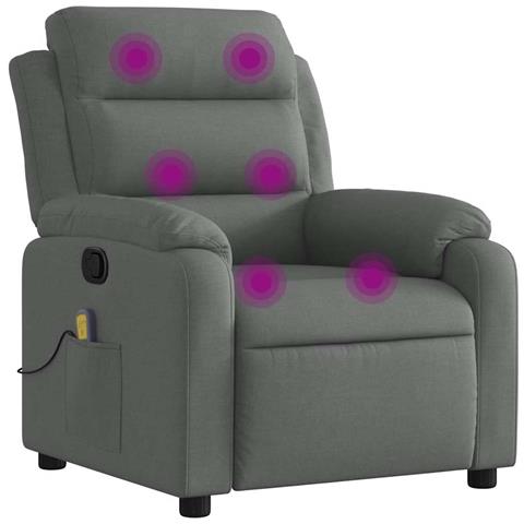 Poltrona Massaggiante Reclinabile Grigio Scuro In Tessuto - Foto 1