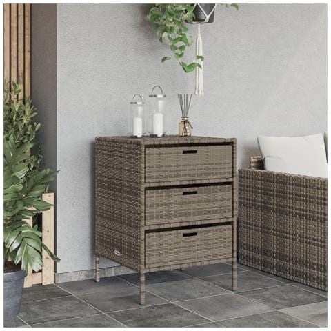 Armadietto Portaoggetti Giardino Grigio 55x59x80cm Polyrattan - Foto 3