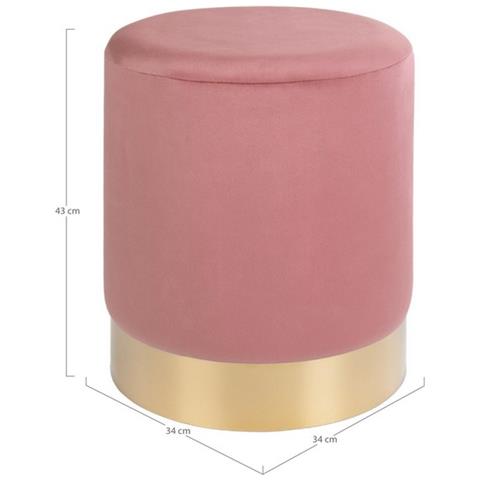 Pouf Gamby - Rosa - Velluto - 34x34x43 Cm - Foto 3