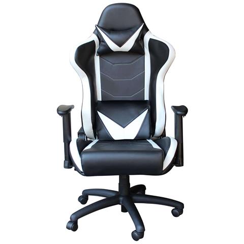 Poltrona Da Ufficio E Gaming Ergonomica In Pelle Nera Bianca Multiposizione Interlagos - Foto 2