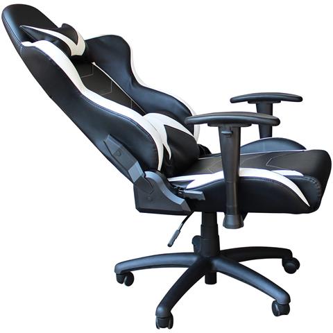 Poltrona Da Ufficio E Gaming Ergonomica In Pelle Nera Bianca Multiposizione Interlagos - Foto 6