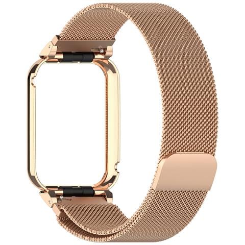 Cornice In Metallo Per Xiaomi Band 9 Pro Con Cinturino Milanese - Oro Rosa - Foto 1