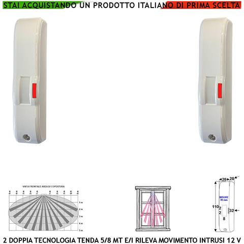 Doppia Tecnologia Tenda Infrarosso E Microonda Gatewatch Portata 5 Mt 2 Pezzi Sensori Movimento Ladri Rampa Scala Cope - Foto 1