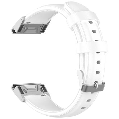 Cinturino Per Orologio In Vera Pelle (fenix6/5/945/marq) White 26 Mm - Foto 2