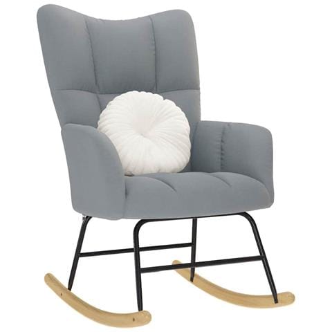 Sedia A Dondolo Grigio Chiaro In Tessuto - Foto 1