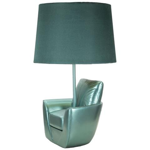 Lampada Da Tavolo Poltrona 2 - Blu - Poliresina - 26x26x43 Cm - Foto 2