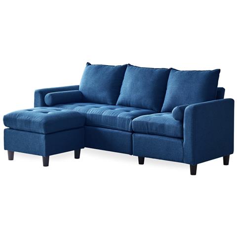 Coventry Divano A 3 Posti In Velluto Con Poggiapiedi Blu - Foto 2