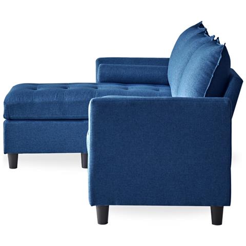 Coventry Divano A 3 Posti In Velluto Con Poggiapiedi Blu - Foto 5