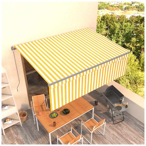 Tenda Sole Retrattile Manuale Con Parasole 4x3m Gialla Bianca - Foto 7