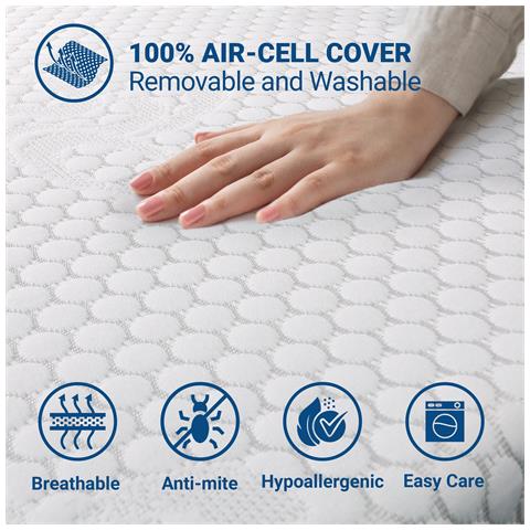 Topper Viscoelastico Memory Foam H3 | Correttore Per Materasso | Topper Per Materasso Con Fodera Removibile | Antibatterico 160x210 - Foto 2