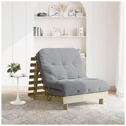 Divano Letto Futon con Materasso 80x206x11cm Pino Impregnato - Foto 2