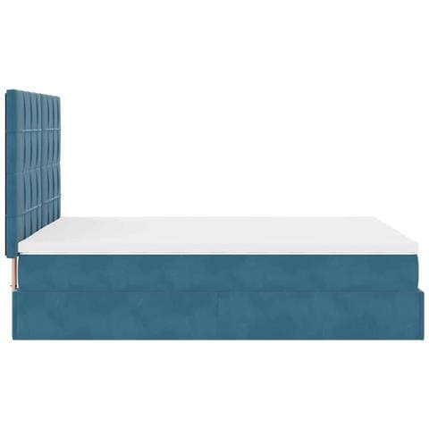 Struttura Letto Pouf con Materassi Blu 140x200cm in Velluto - Foto 9