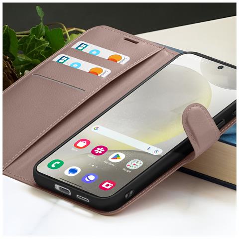 Custodia A Portafoglio Per Galaxy S24 Con Funzione Di Supporto E Linguetta Magnetica, Talpa - Foto 2