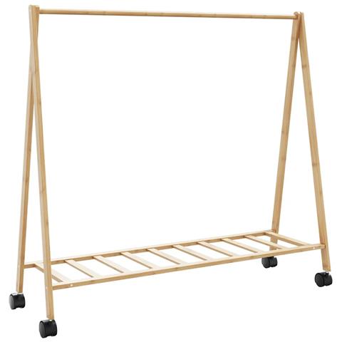 Appendiabiti con Ripiani e Ruote 106x34x106,5 cm in Bambù - Foto 1